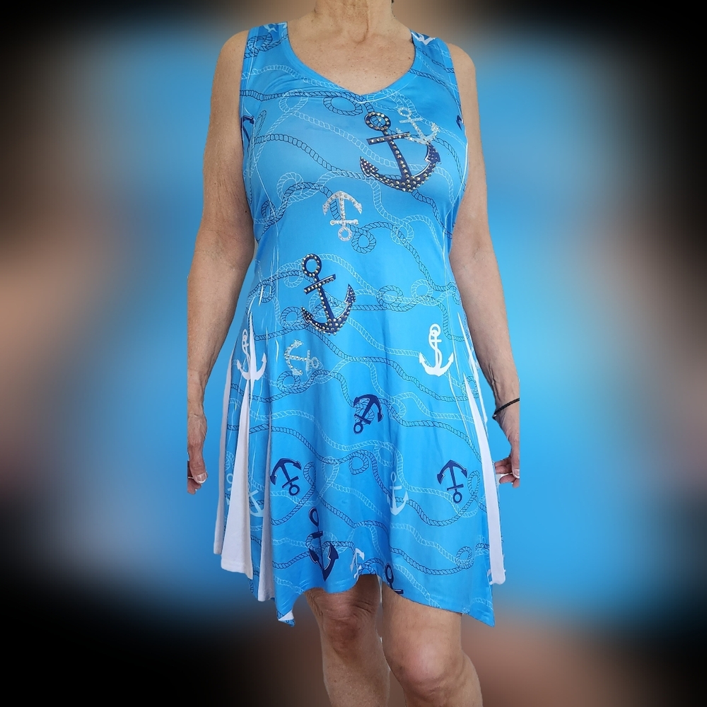 India Boutique Blue Swim Coverup with Nautical Flair